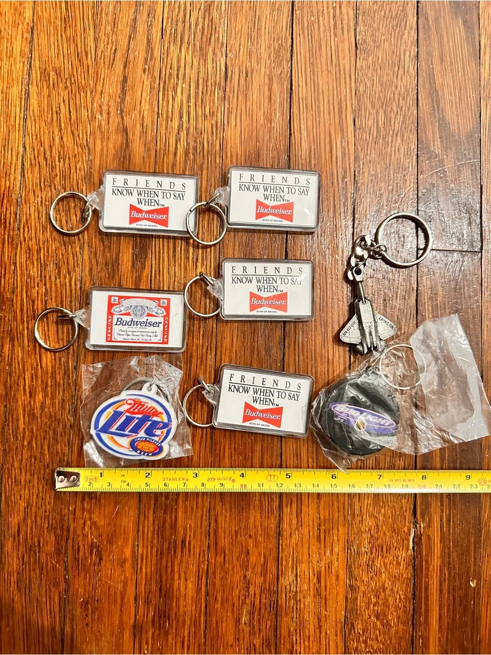 Vintage Assortment of 8 Budweiser Bud Lite Miller Lite Air Force Keychains